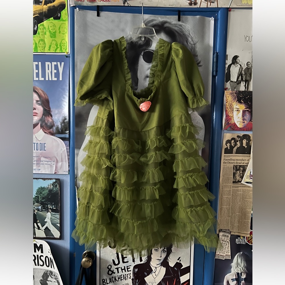 Asos Green Ruffle Dress